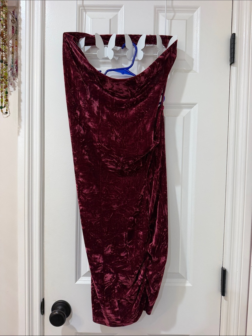 Charlotte Russe One-Shoulder Velvet Dress in Burgundy